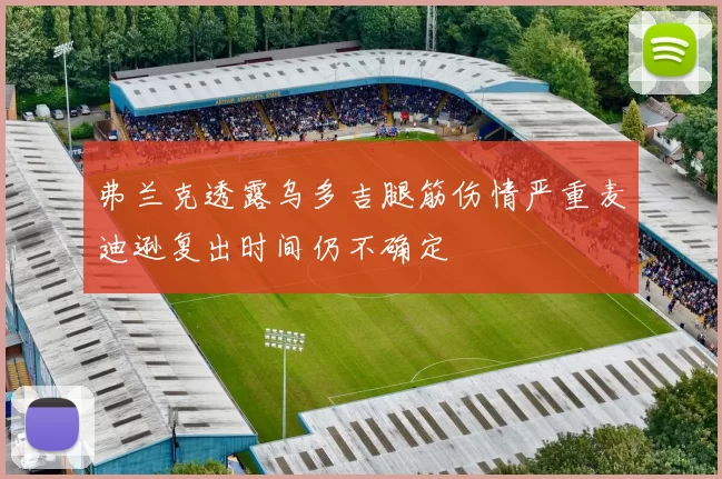 弗兰克透露乌多吉腿筋伤情严重麦迪逊复出时间仍不确定